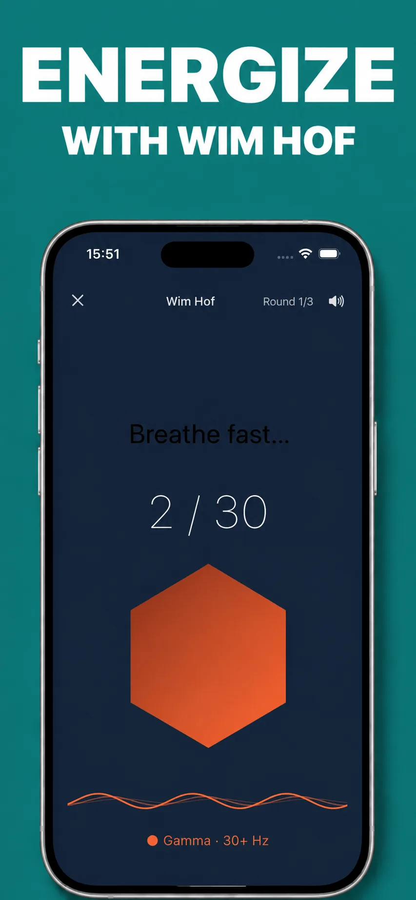 A guided Wim Hof breathing session in Inhale